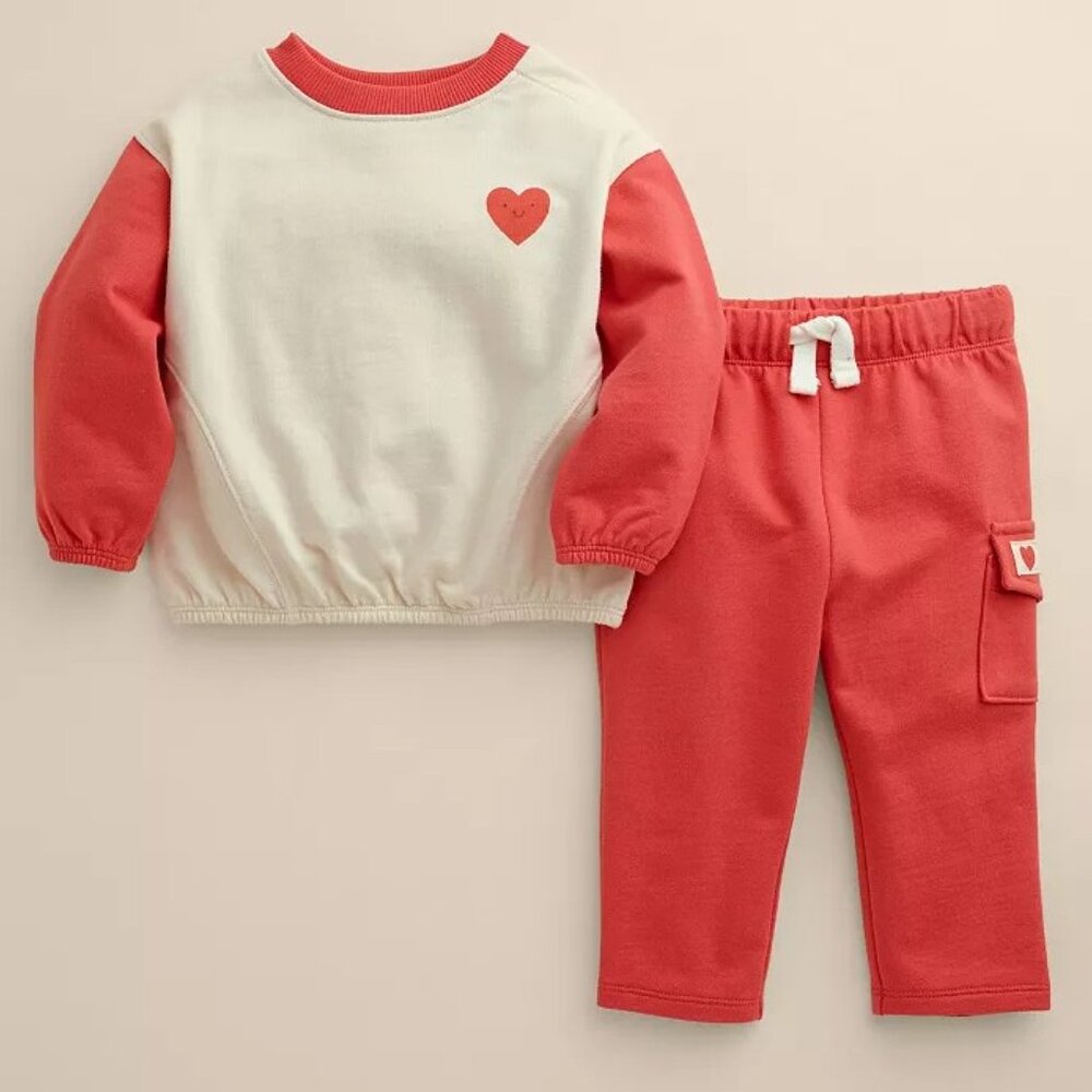 NWT Baby Little Co 2 pc Heart Crew & Pants set 6 months